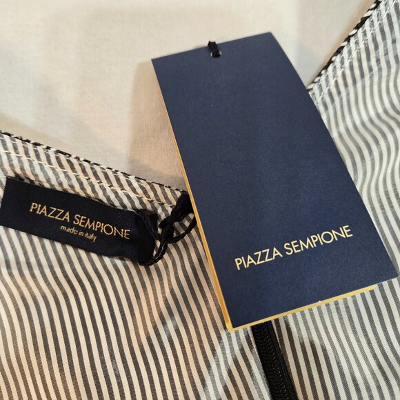 PIAZZA SEMPIONE Black/White Printed Dress Size Italian 44 US 8 Made Italy! NEW! - Picture 12 of 16